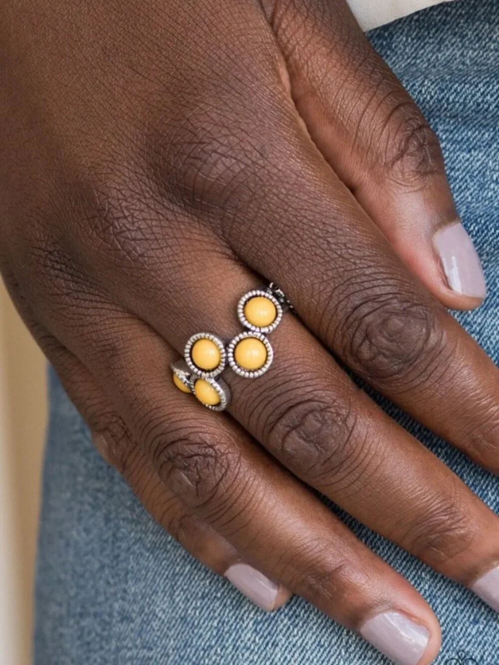 Paparazzi Jewelry Accessories - Foxy Fabulous - Yellow Ring - Vintage